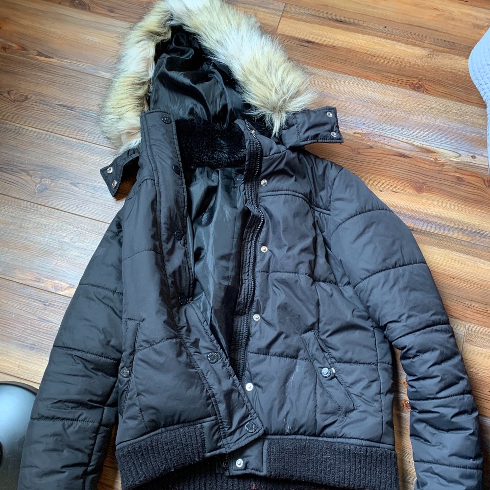 Aeropostale Puffer Jacket with Faux Fur Hood